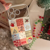 Glitter Embossed Christmas Cartoon Grid iPhone Case - Image 4