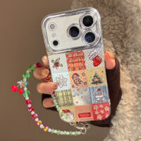 Glitter Embossed Christmas Cartoon Grid iPhone Case - Image 2