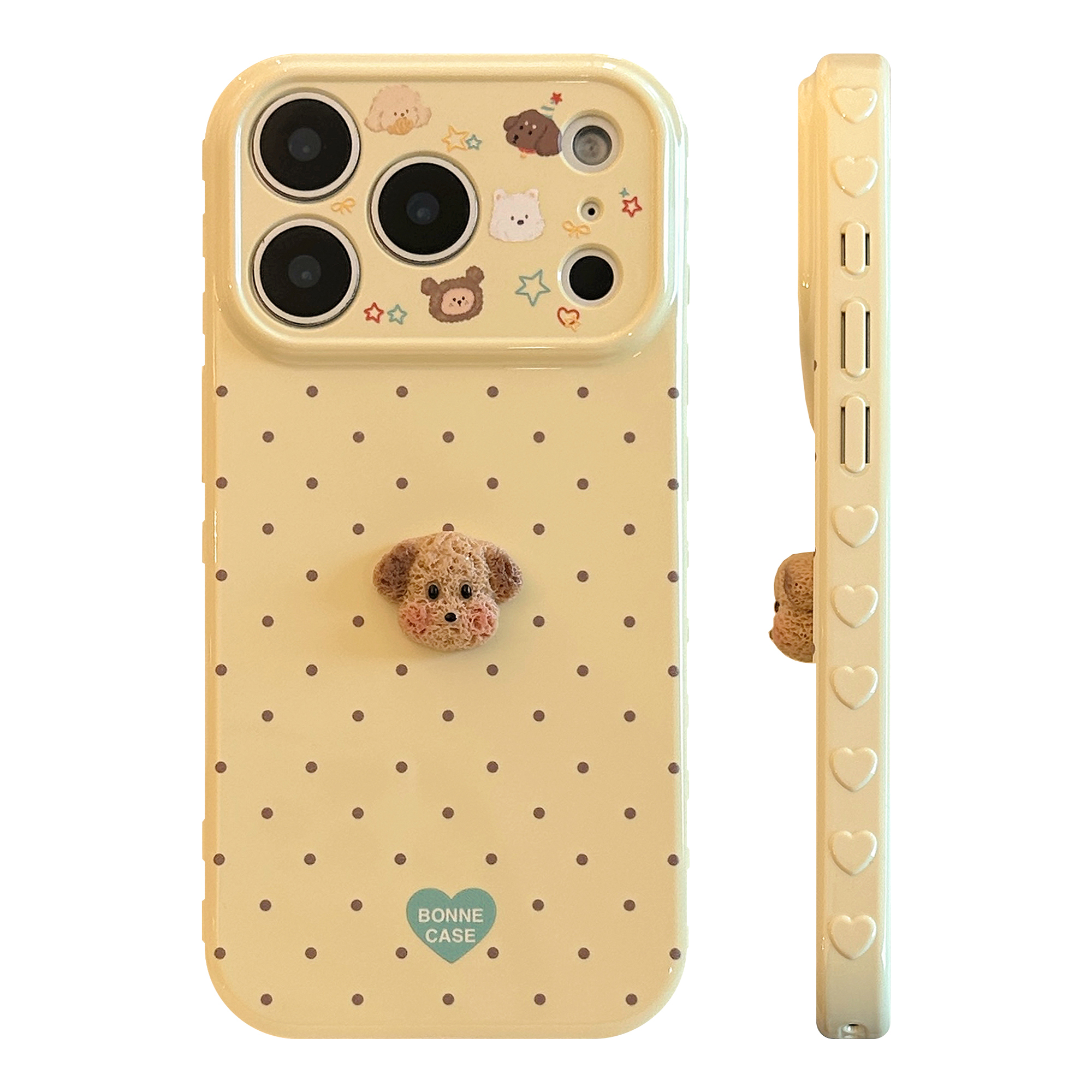 Pastel Polka Dot 3D Plush Puppy Soft iPhone Case-00