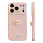 Pastel Polka Dot 3D Plush Puppy Soft iPhone Case