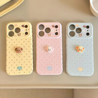 Pastel Polka Dot 3D Plush Puppy Soft iPhone Case - Image 6