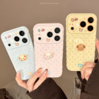 Pastel Polka Dot 3D Plush Puppy Soft iPhone Case - Image 4