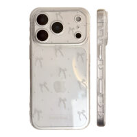 Vintage Clear Gray Bow Polka Dot iPhone Case