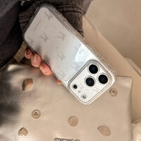 Vintage Clear Gray Bow Polka Dot iPhone Case - Image 5
