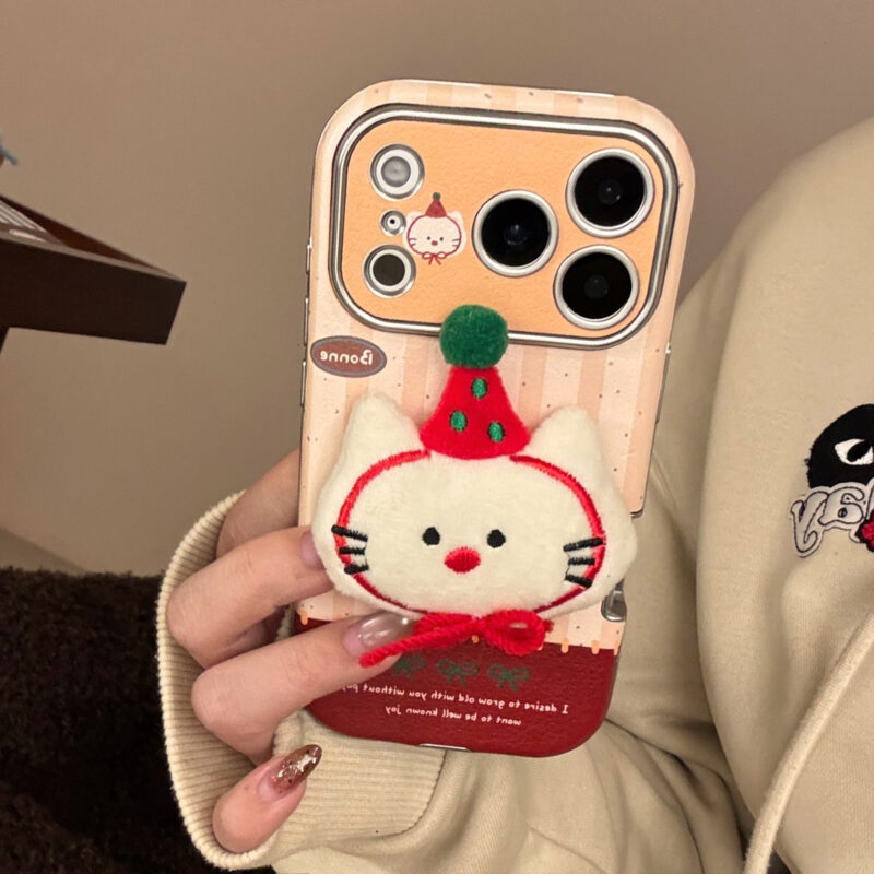 Cute 3D Plush Animal Leather Soft iPhone Case-14