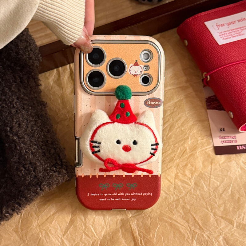 Cute 3D Plush Animal Leather Soft iPhone Case-17
