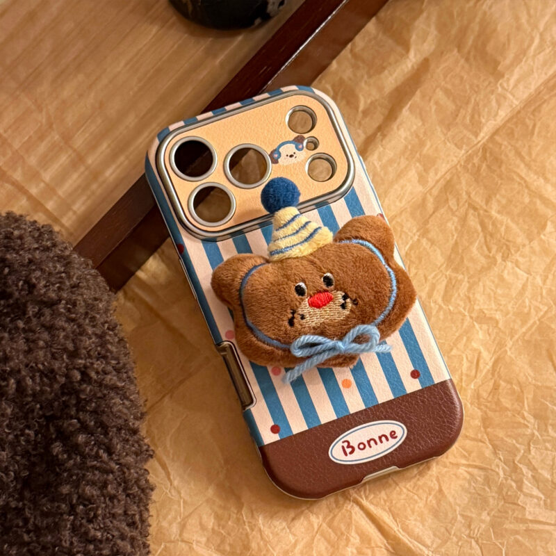 Cute 3D Plush Animal Leather Soft iPhone Case-18