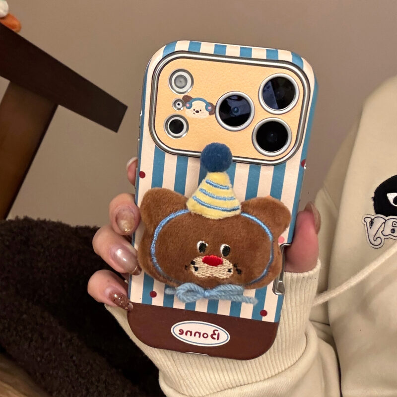 Cute 3D Plush Animal Leather Soft iPhone Case-8