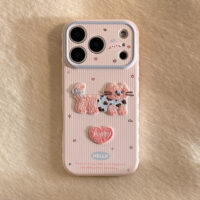Cute Embroidered Cat White Stripes Soft iPhone Case - Image 6