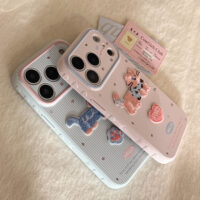 Cute Embroidered Cat White Stripes Soft iPhone Case - Image 4