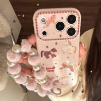 Cute Flying Pony Stars Soft Pink iPhone Case - Image 2