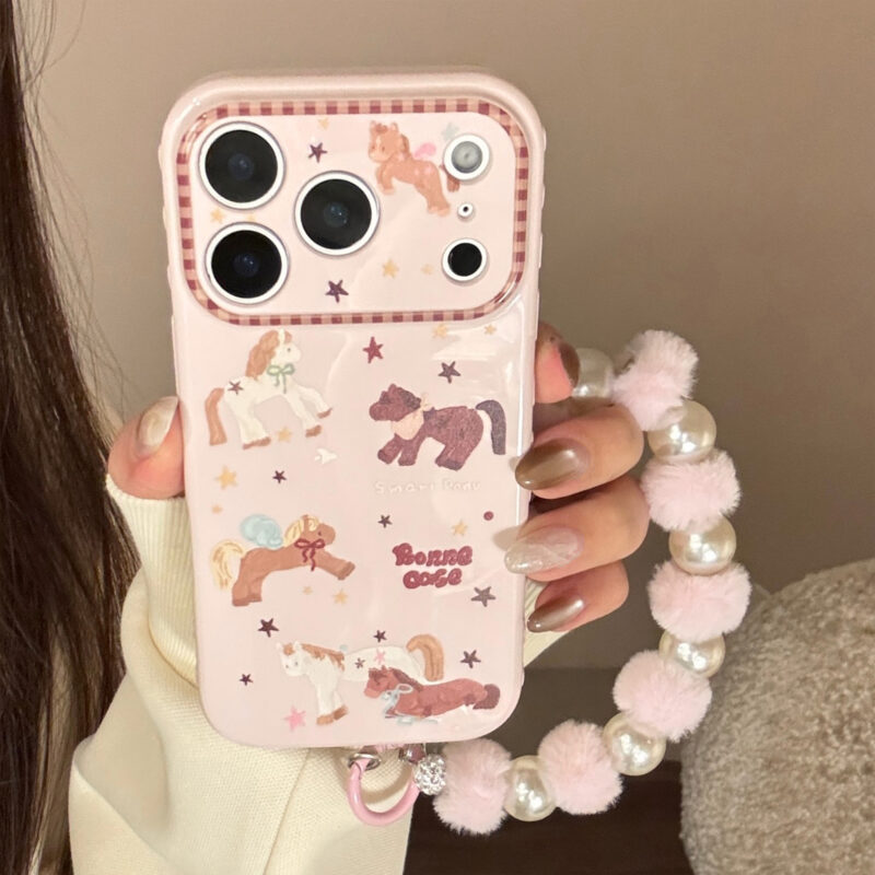 Cute Flying Pony Stars Soft Pink iPhone Case-11