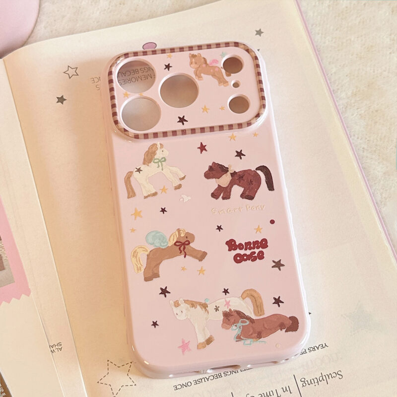 Cute Flying Pony Stars Soft Pink iPhone Case-2