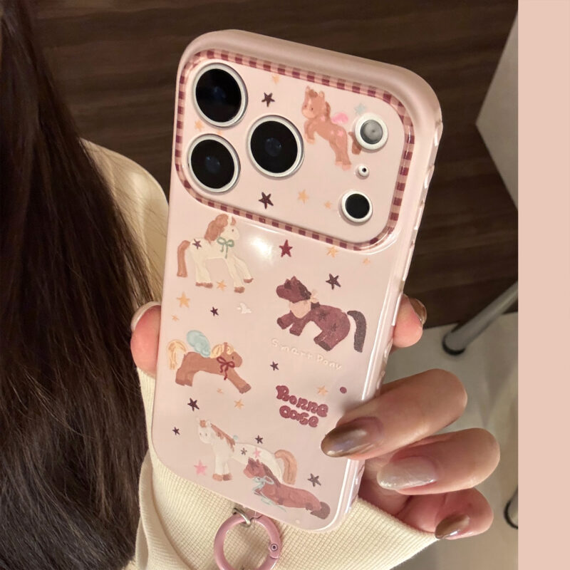 Cute Flying Pony Stars Soft Pink iPhone Case-4