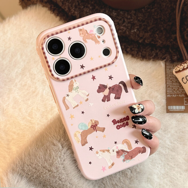 Cute Flying Pony Stars Soft Pink iPhone Case-9