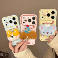 Cute Plush 3D Animal Doll Soft iPhone Case - Image 2