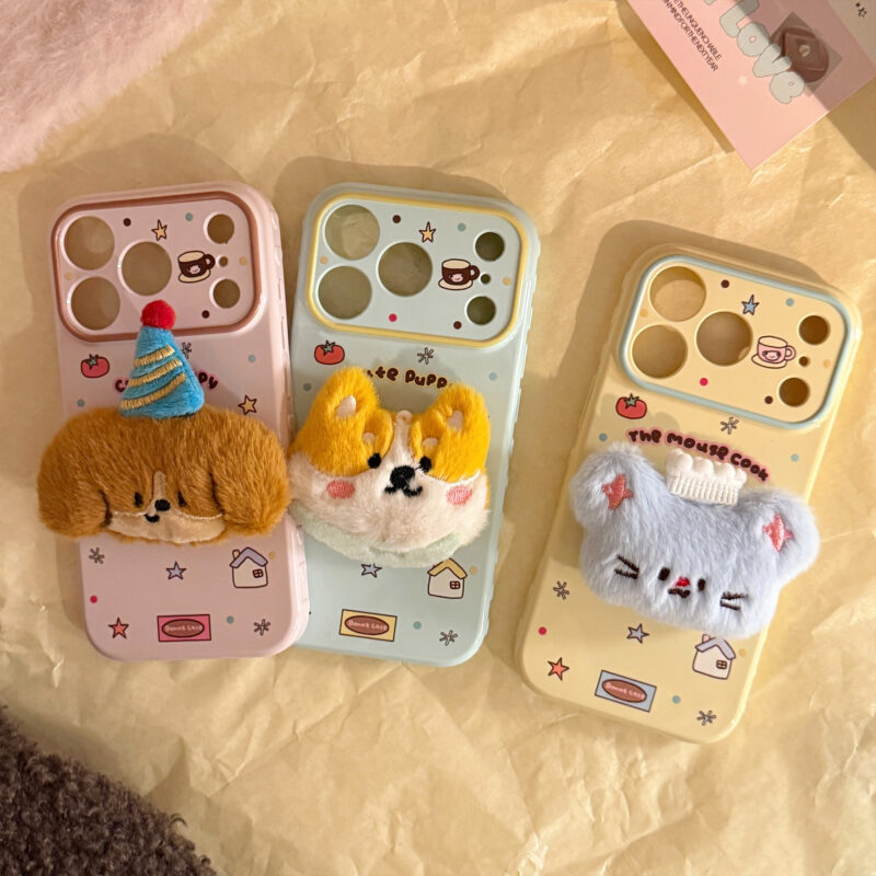 Cute Plush 3D Animal Doll Soft iPhone Case-2