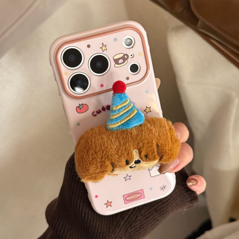 Cute Plush 3D Animal Doll Soft iPhone Case-5
