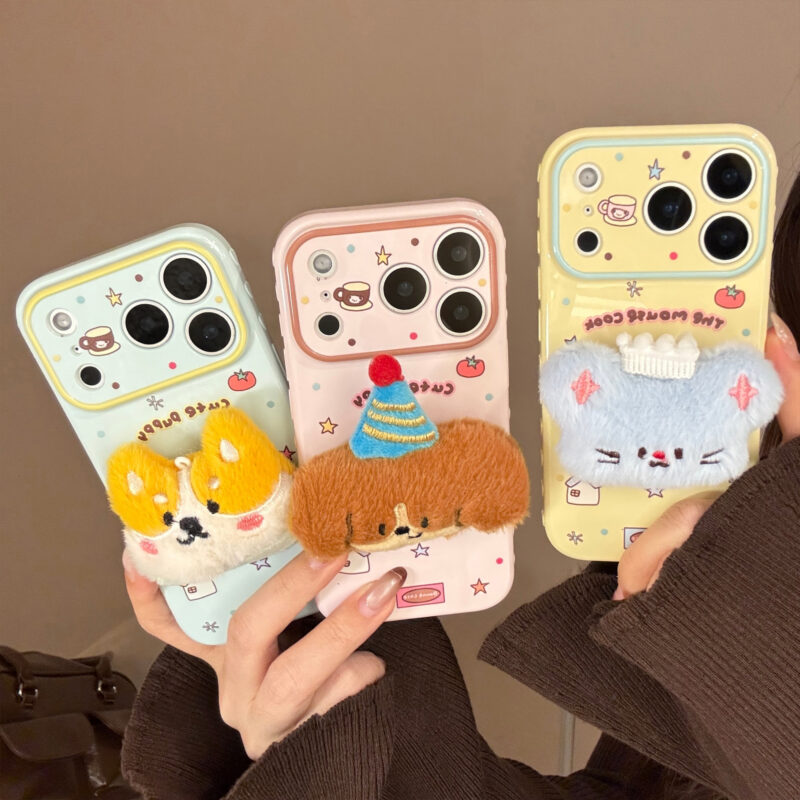 Cute Plush 3D Animal Doll Soft iPhone Case-7
