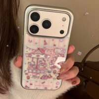 Pink Striped Cat Bear Amusement Park iPhone Case - Image 6
