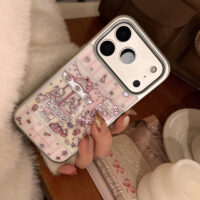 Pink Striped Cat Bear Amusement Park iPhone Case - Image 5