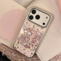 Pink Striped Cat Bear Amusement Park iPhone Case - Image 2