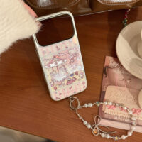 Pink Striped Cat Bear Amusement Park iPhone Case - Image 3