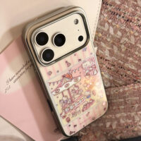 Pink Striped Cat Bear Amusement Park iPhone Case - Image 4