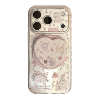 Clear Cute Pink Floral Cat Paradise Stand iPhone Case