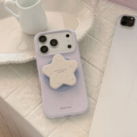 Dreamy Purple Doodle Stars Magnetic Stand iPhone Case - Image 6