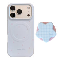 Dreamy Stars Blue Plaid Stand iPhone Case