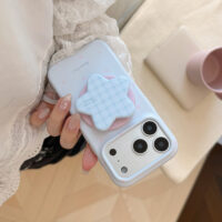 Dreamy Stars Blue Plaid Stand iPhone Case - Image 2