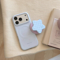 Dreamy Stars Blue Plaid Stand iPhone Case - Image 5