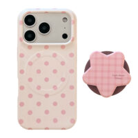 Sweet Polka Dot Plaid Star Stand iPhone Case