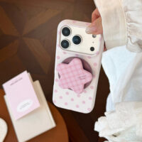 Sweet Polka Dot Plaid Star Stand iPhone Case - Image 4