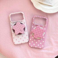 Sweet Polka Dot Plaid Star Stand iPhone Case - Image 5