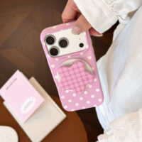 Sweet Polka Dot Plaid Star Stand iPhone Case - Image 3