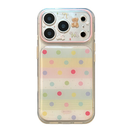 Cute Pastel Polka Dot Bear Cat Clear iPhone Case