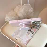 Dreamy Pink Starry Soft Stand iPhone Case - Image 3