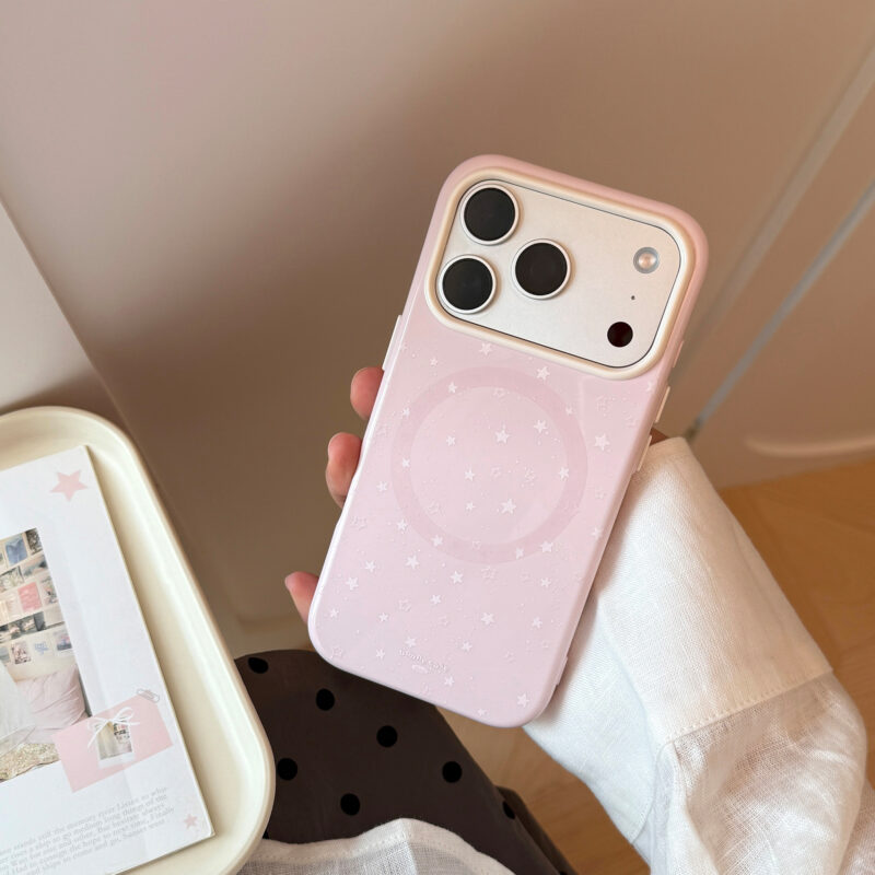 Dreamy Pink Starry Soft Stand iPhone Case-5